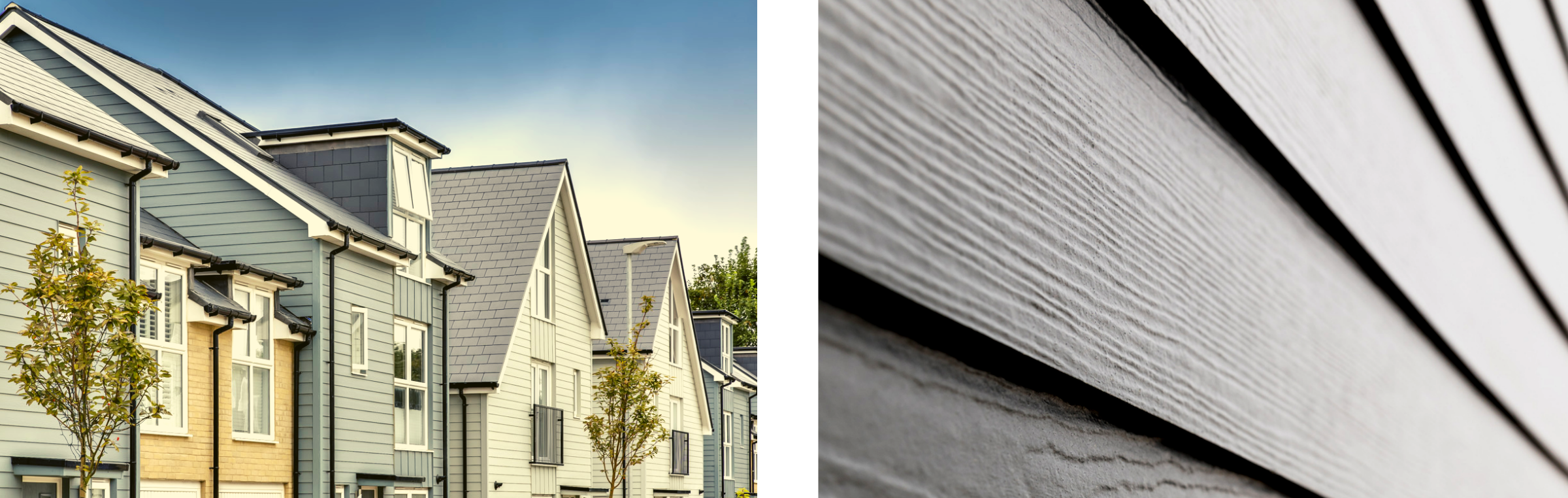 cladded houses, close up of fibre cement cladding