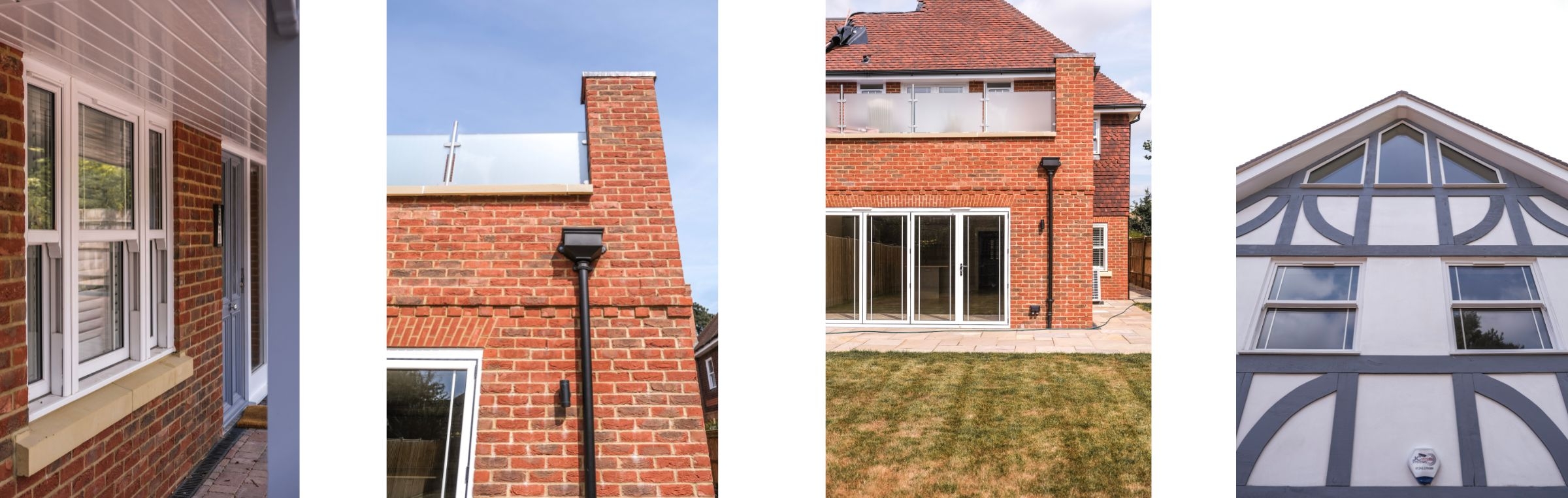 tudor style property with bifold door and black guttering