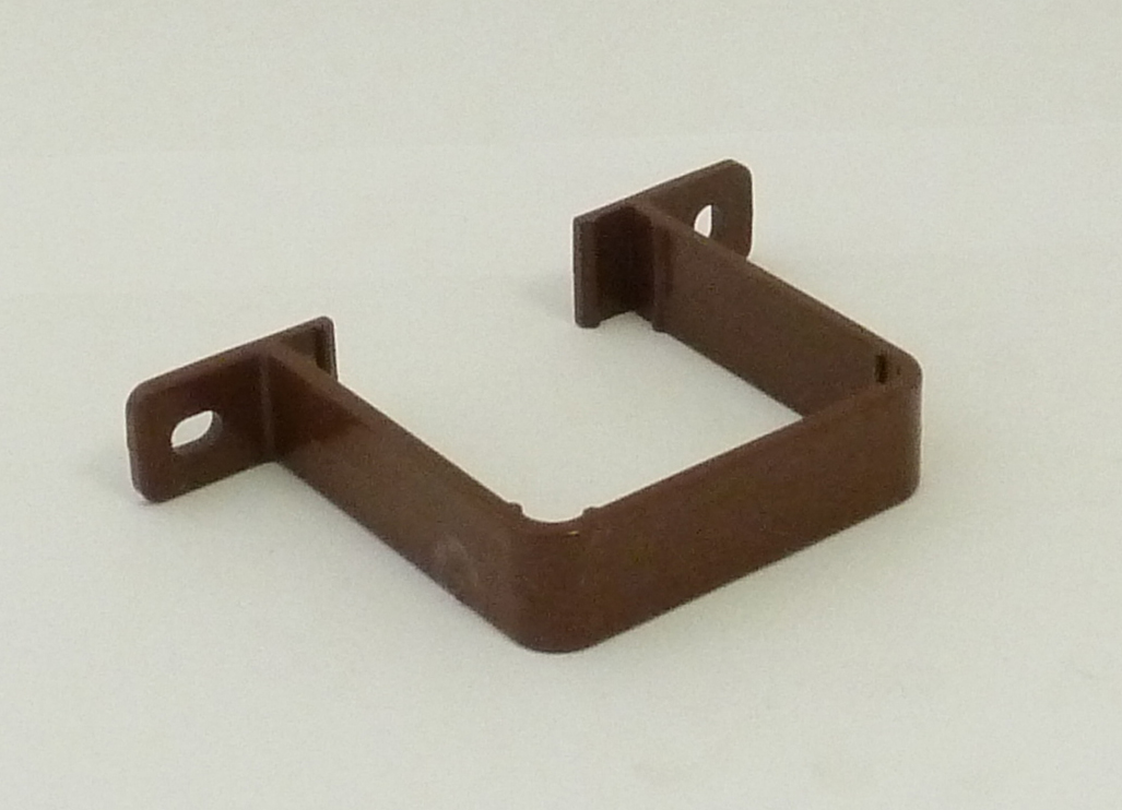 Square 65mm PVC Downpipe Flush Fit Clip Brown