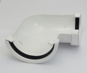 White 90 degree Gutter Angle 112mm Round