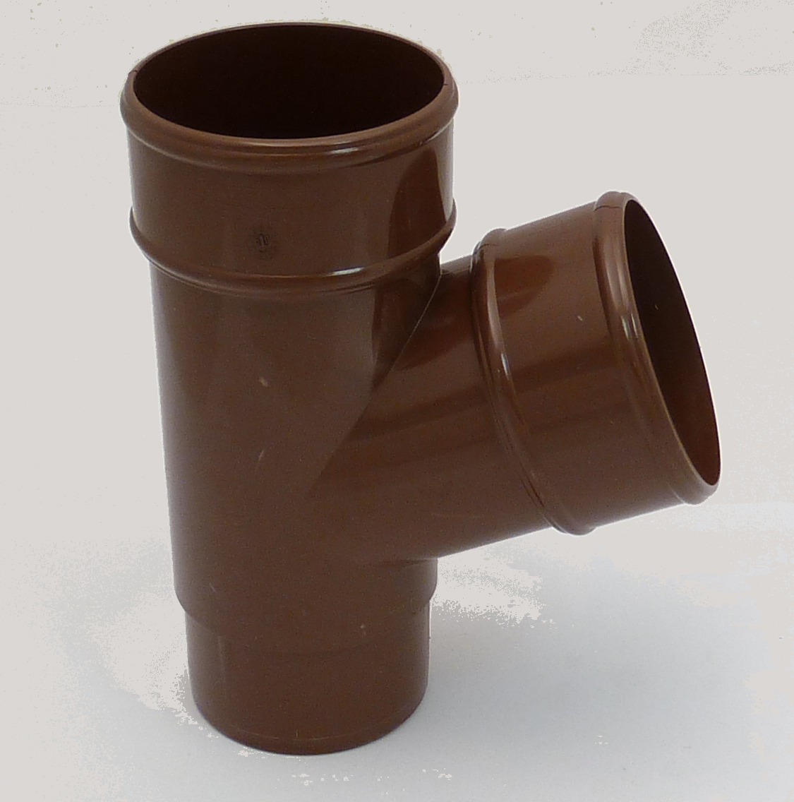 Round 68mm PVC Downpipe 112.5 Degree Branch Brown