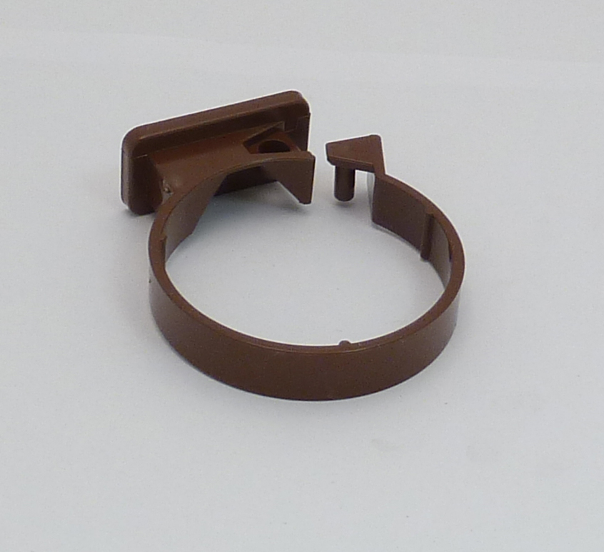 Round 68mm PVC Downpipe Single Fix Pipe Clip Brown