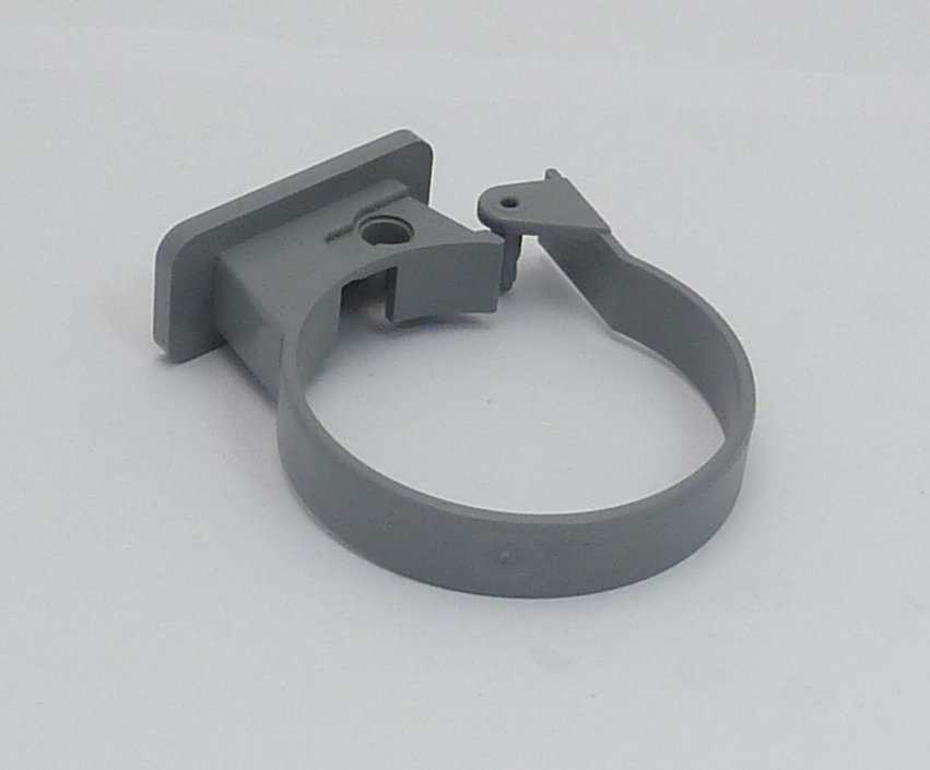 Round 68mm PVC Downpipe Single Fix Pipe Clip Light Grey