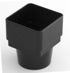 Black Square to Round Adaptor For Downpipe 65mm