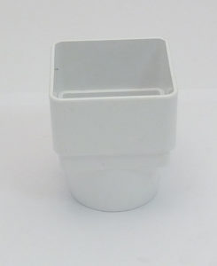 White Square to Round Adaptor For Downpipe 65mm