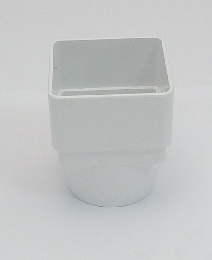 White Square to Round Adaptor For Downpipe 65mm