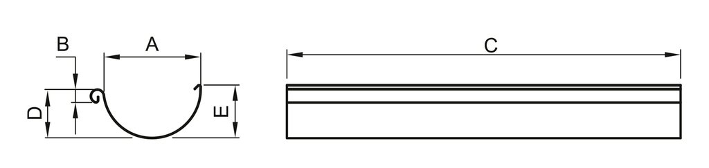 125mm Steel Half Round Gutter 3m Length Galvanised