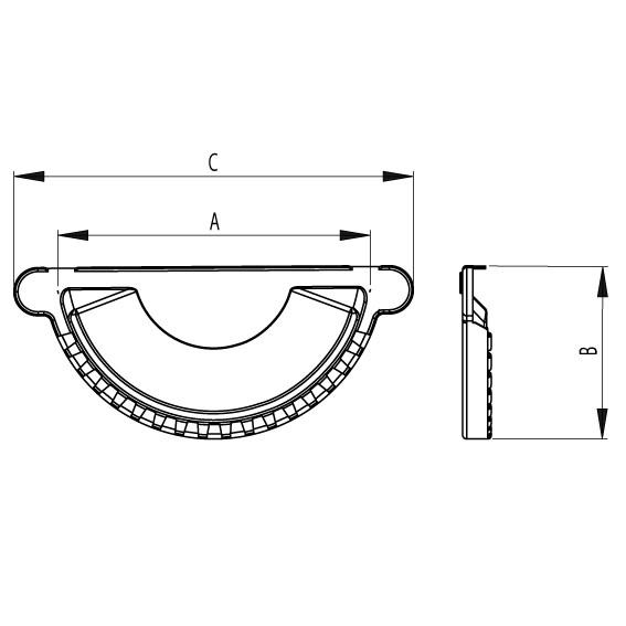 150mm Steel Half Round Gutter External Stop End Galvanised