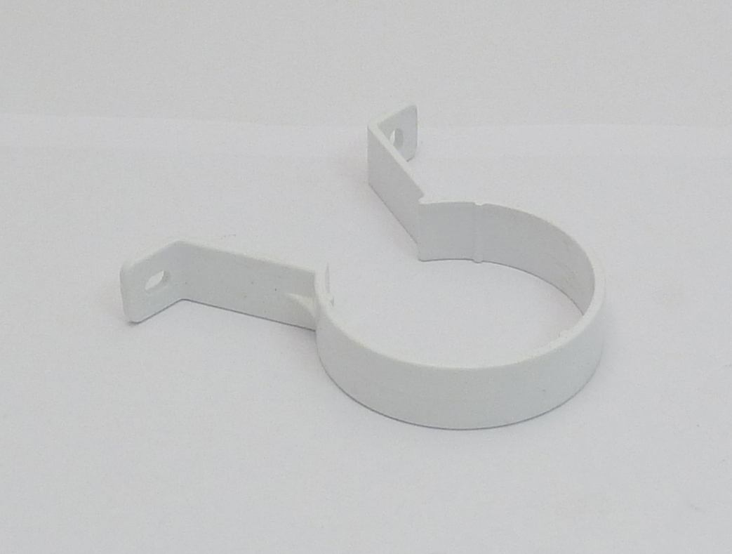 Round 68mm PVC Downpipe Clip White