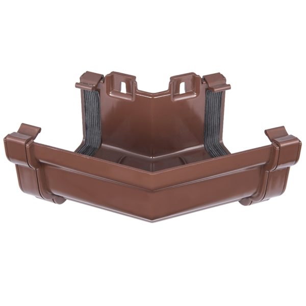 Ogee PVC Gutter External Corner 150 Degrees Brown