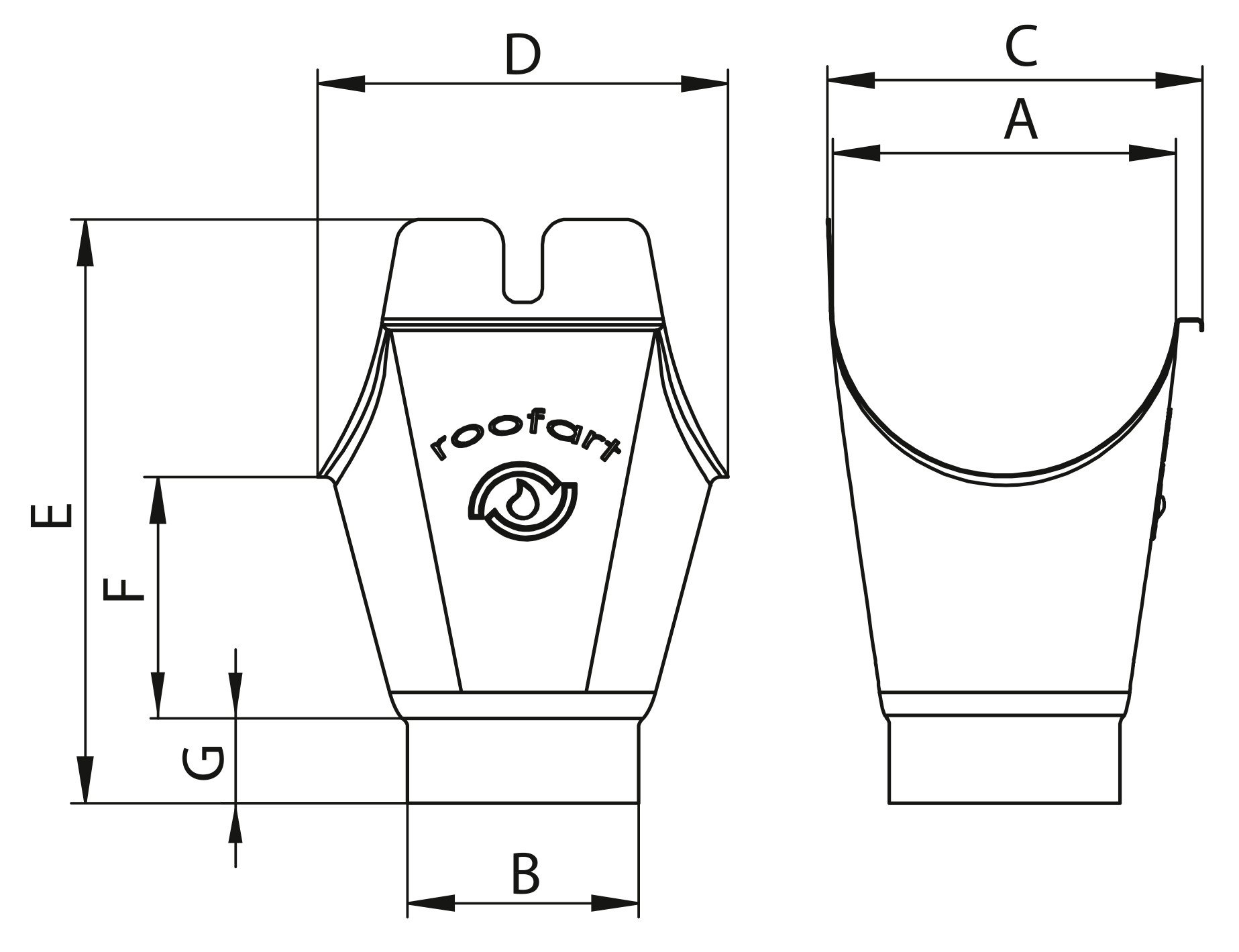 150mm Steel Half Round Gutter Running Outlet Galvanised