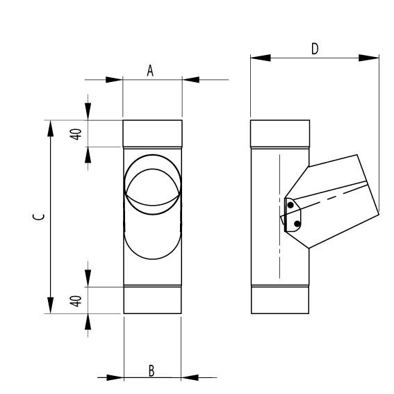 100mm Steel Round Downpipe Branch Black