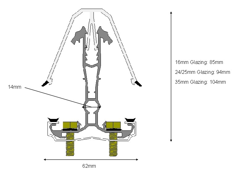 Self Support Glazing Bar Heavy Duty