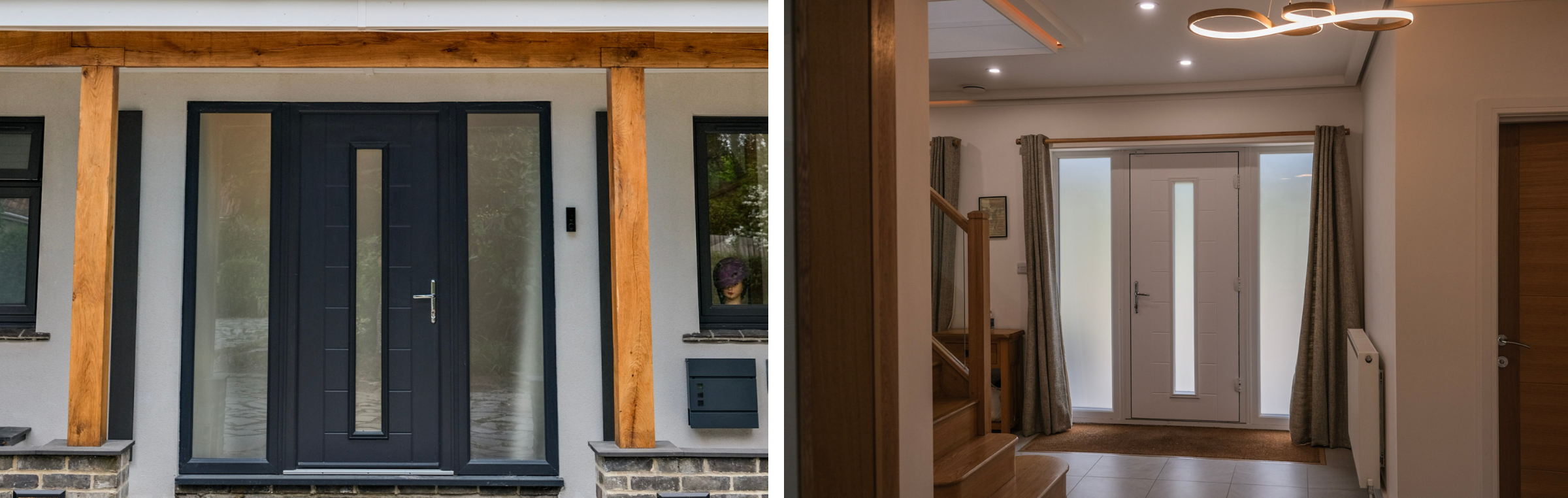 Composite Door and sidelight set installed