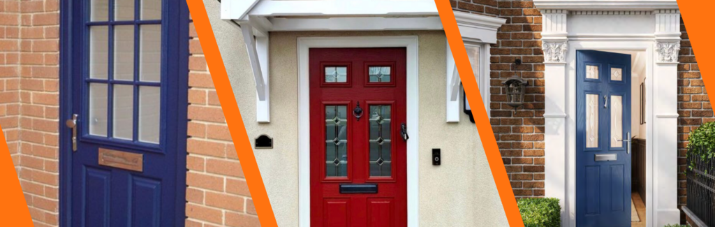 Red and blue composite doors