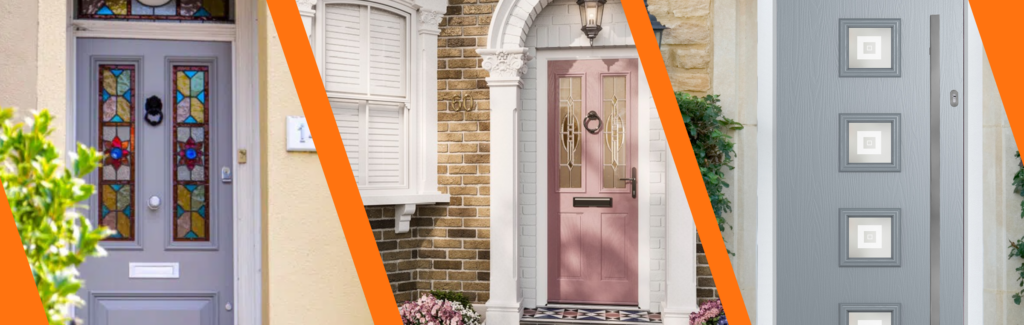 Pink and lilac composite doors