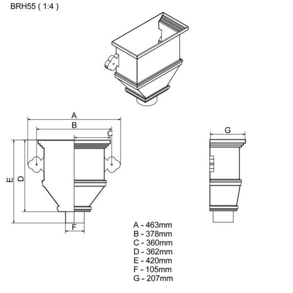 105mm Cast Iron Style Round Bath Hopper Windowed