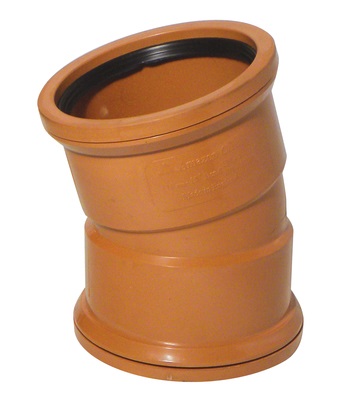 160mm Underground Drainage Double Socket 15 Degree Bend