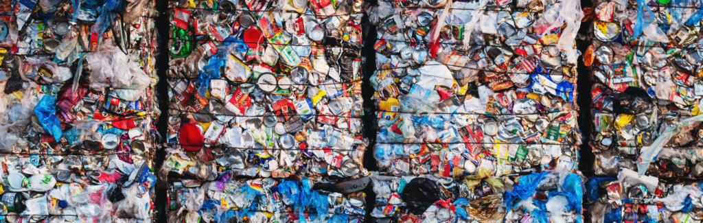 Cubes of plastic waste