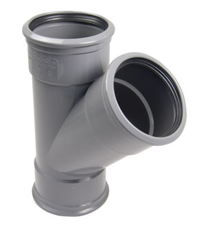 110mm Soil Pipe 135 Degree Triple Socket Branch Grey