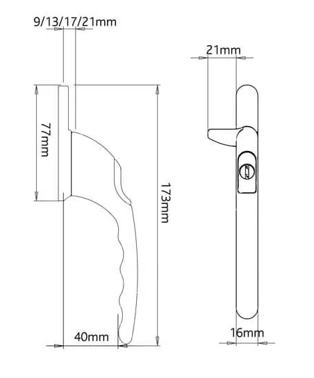 Versa Locking Cockspur Window Handle Variable Height Left Hand White