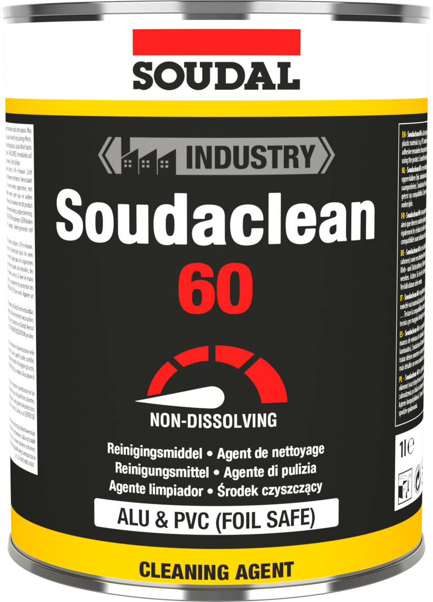 Soudaclean 60 Solvent Based Cleaner for PVCu, foils and powder coated aluminium. 1 Litre