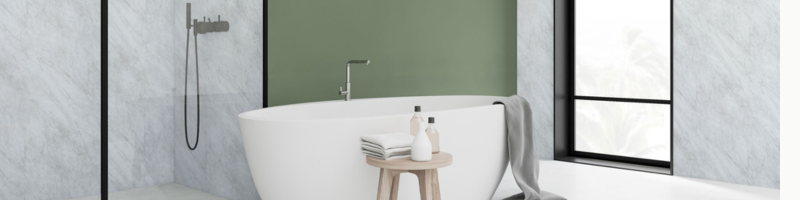 Bathroom cladding with green wall.