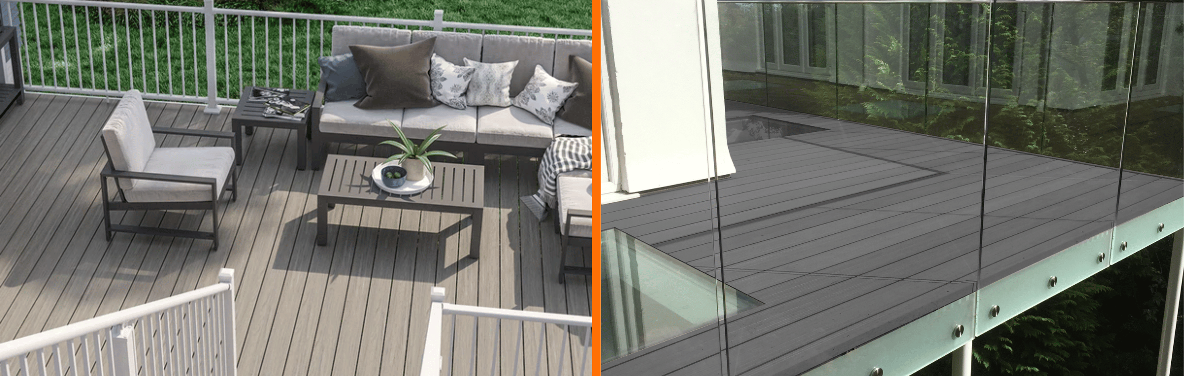 Examples of composite decking.