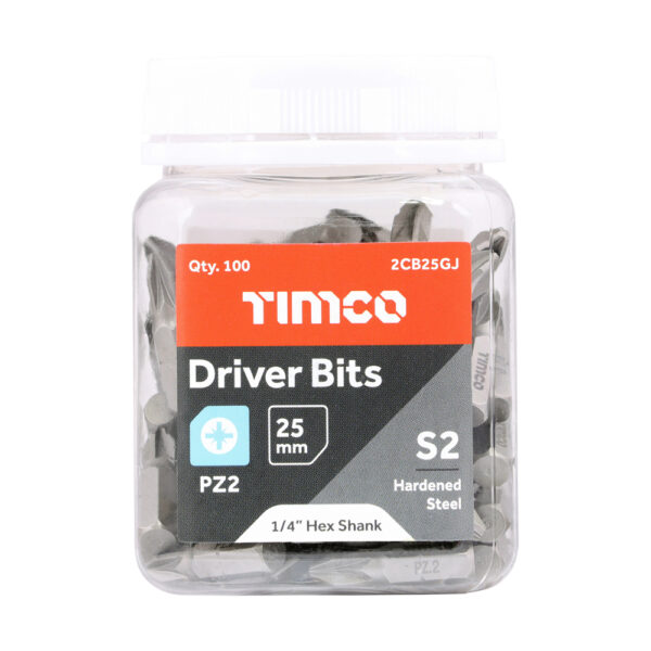 Screwdriver Bits - POZI No. 2 25mm Pack of 100