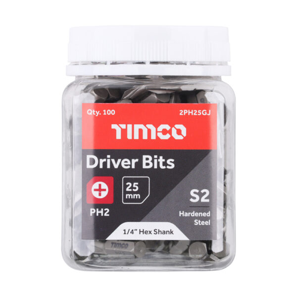 Screwdriver Bits - Phillips No. 2 25mm Pack of 100