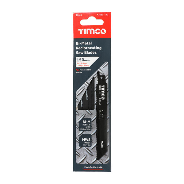 Timco Sabre Saw blades BiMetal Pack 5 14 TPI 150mm