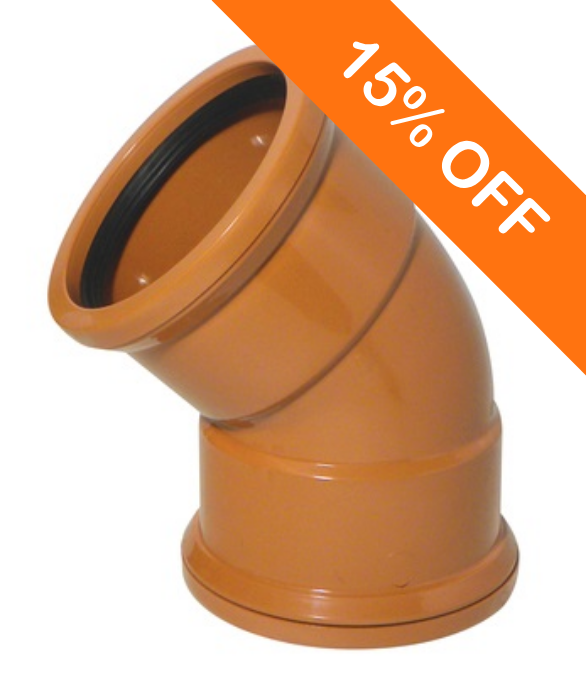 160mm Underground Drainage Double Socket 45 Degree Bend