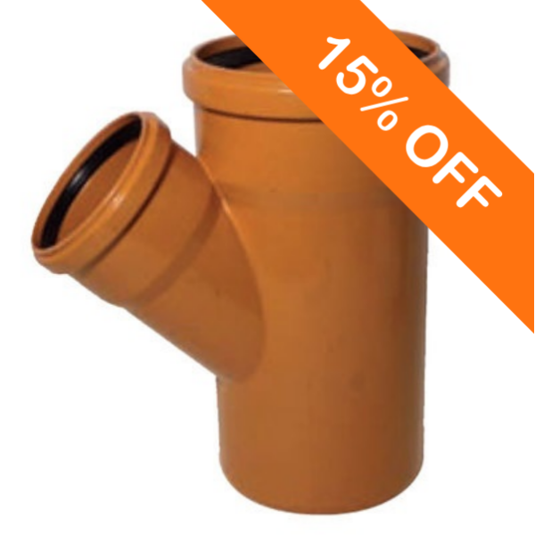 160mm Underground Drainage Double Socket 45 Degree Branch 110mm Outlet