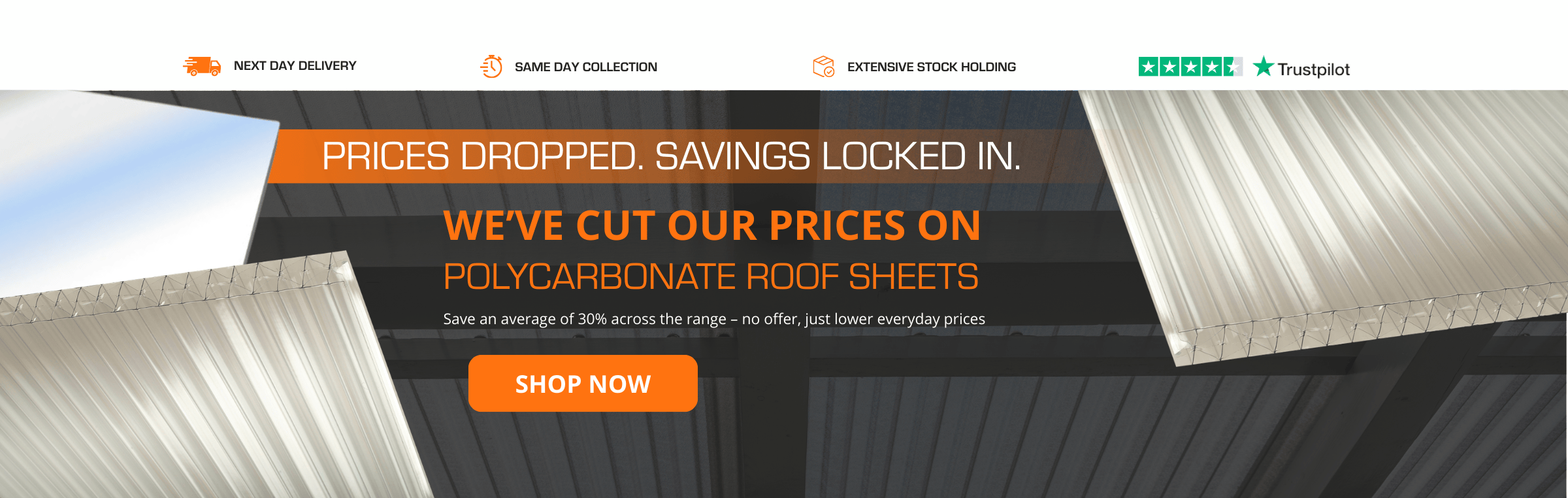 PRICE DROP - Polycarbonate Roof Sheets