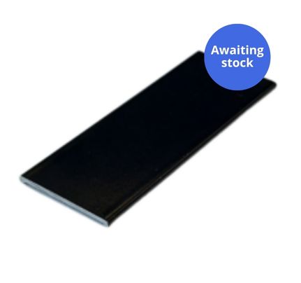 20 x 2mm Aluminium Flat Trim Matt Black RAL9005 - 5m length