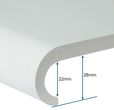 9mm Hooknose Window Board White